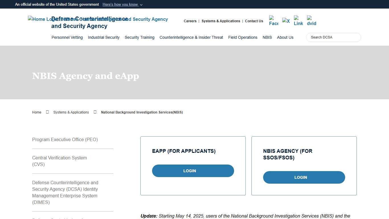 National Background Investigation Services(NBIS)